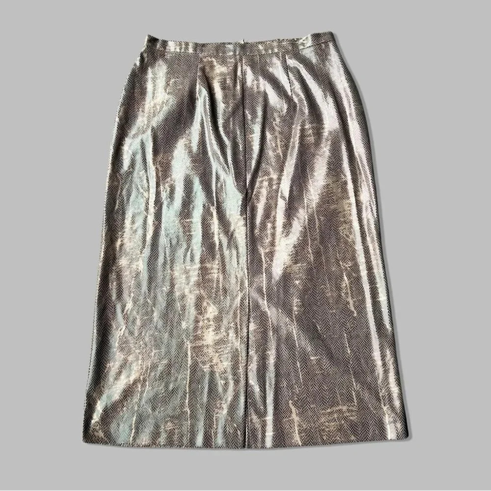 Vintage Jesse Ryan Shimmer Snakeskin Pattern Midi A Line Skirt